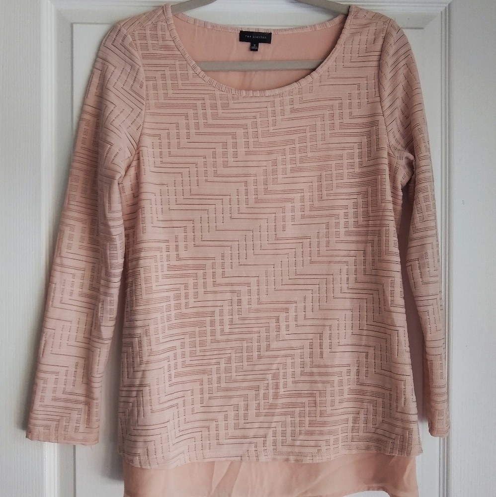 The Limited - Blush Long Sleeve Split Back Top